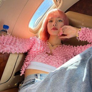 Alexander Wang NWOT Cropped Snap Front Shibori Satin Cardigan Bra Set S Pink